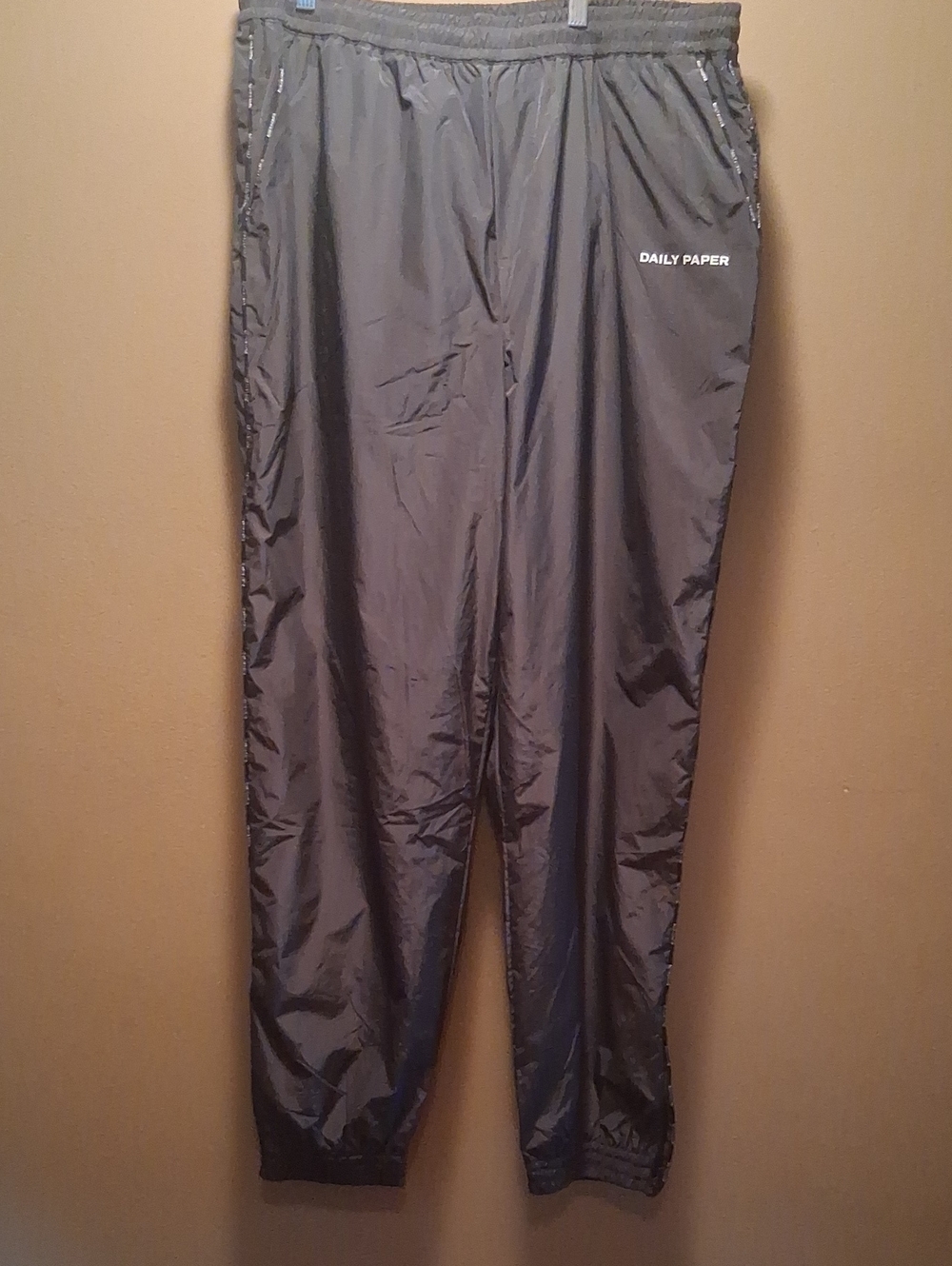 Daily Paper Black Joggers with Reflective Trim Xl